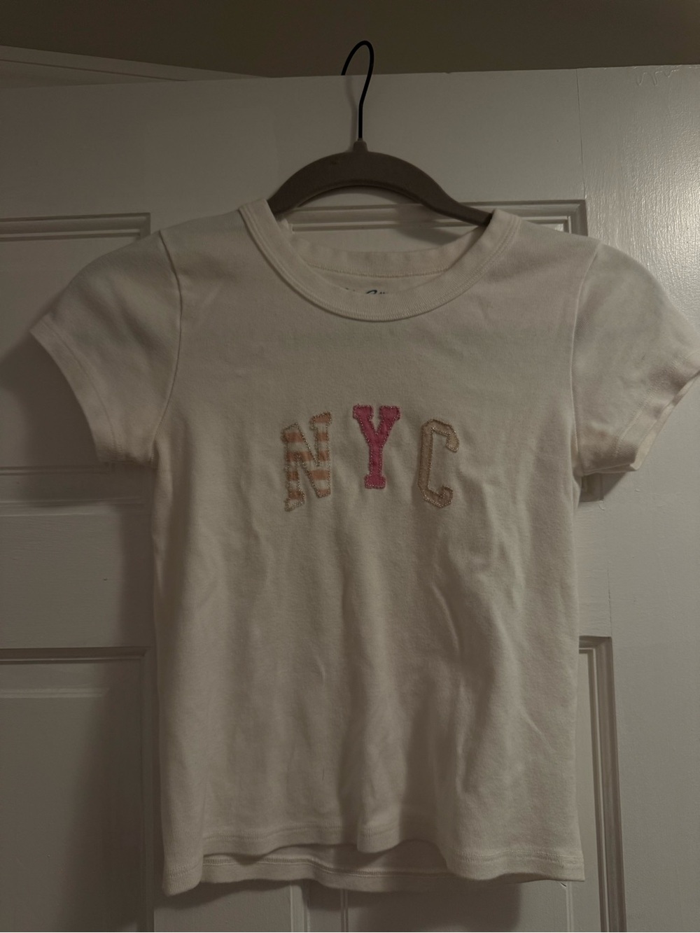 Brandy Melville White Short Sleeve NYC Appliqué Tee